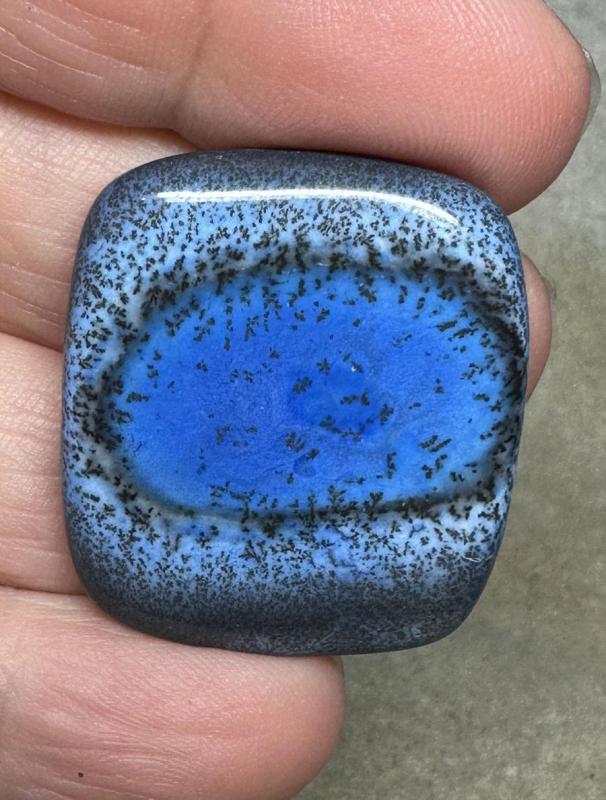 Rectangle 31x27mm Blue Coloured Dendritic Opal Cabochon 149