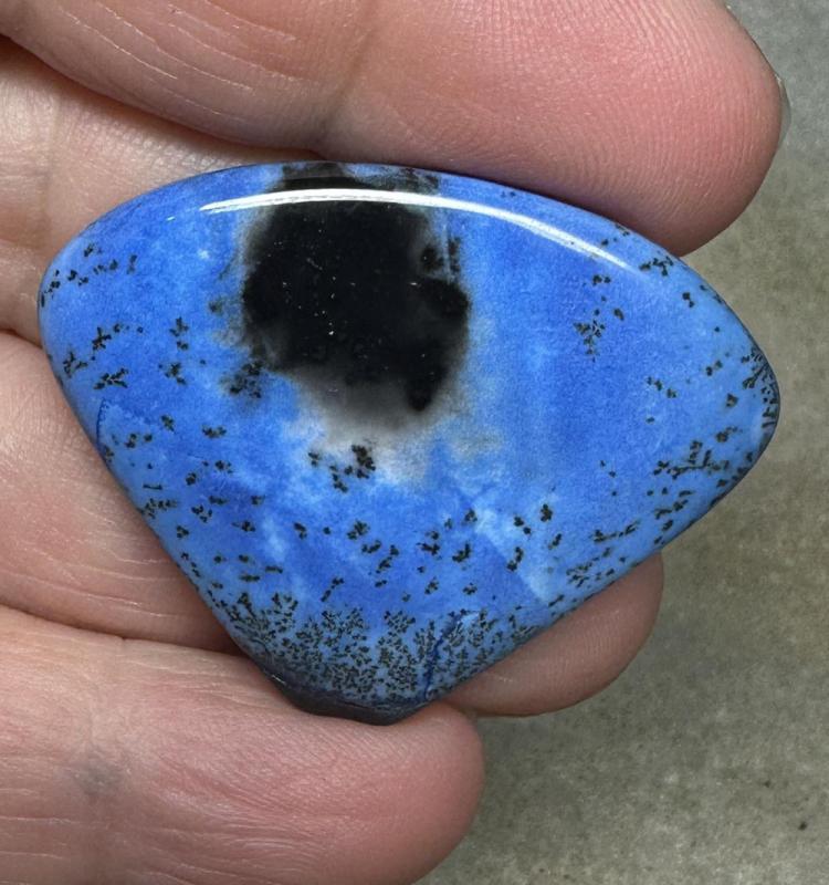 Teardrop 31x40mm Blue Coloured Dendritic Opal Cabochon 160