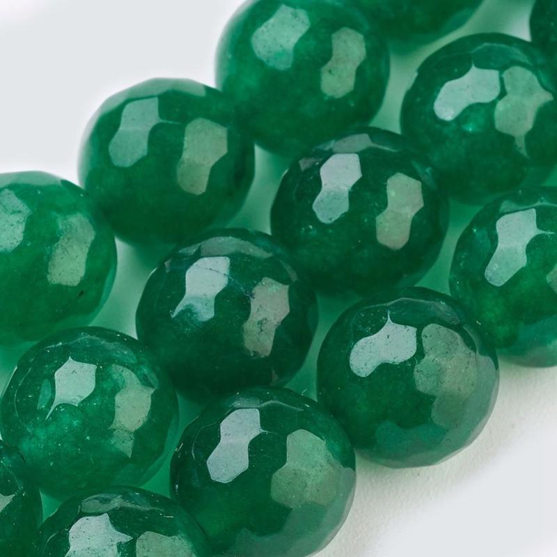 14 inch 4mm Round Faceted Malaysian Jade Bead String