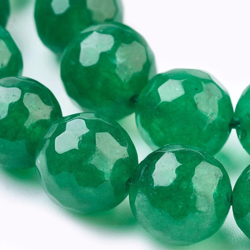 14 inch 4mm Round Faceted Malaysian Jade Bead String