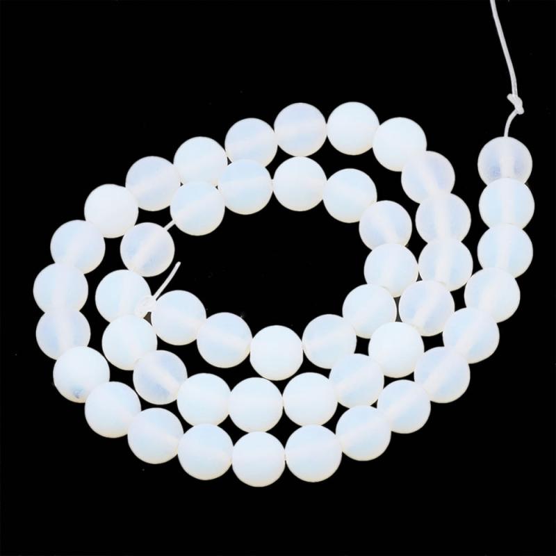 14 inch 6mm Round Frosted Opalite Bead String