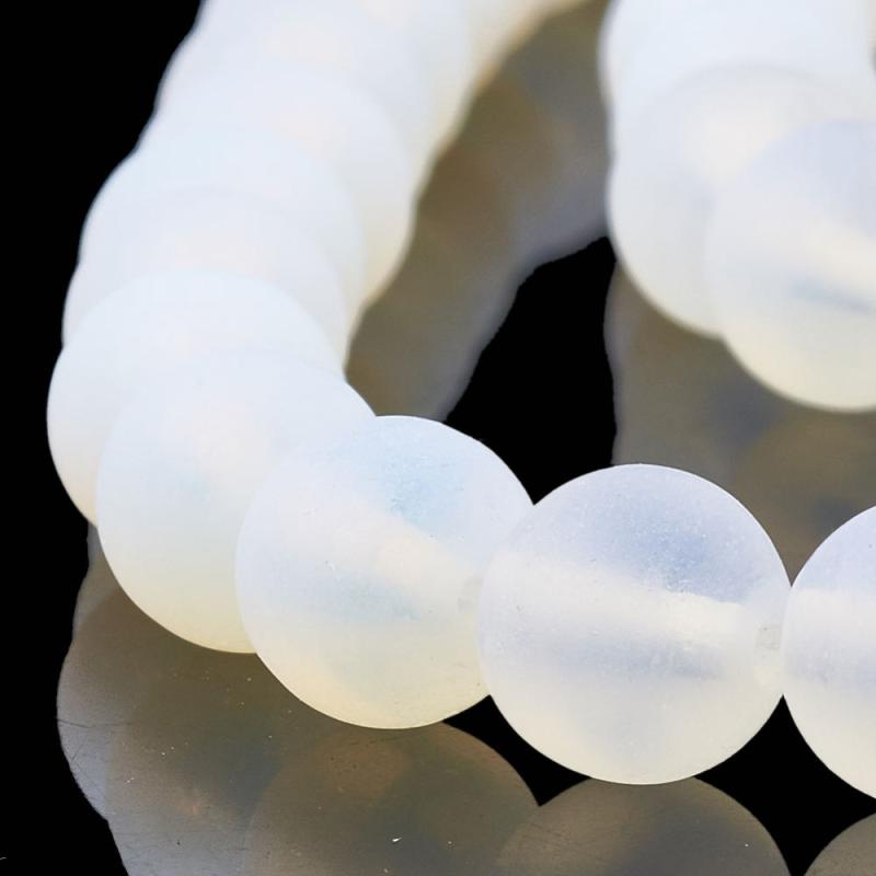 14 inch 6mm Round Frosted Opalite Bead String