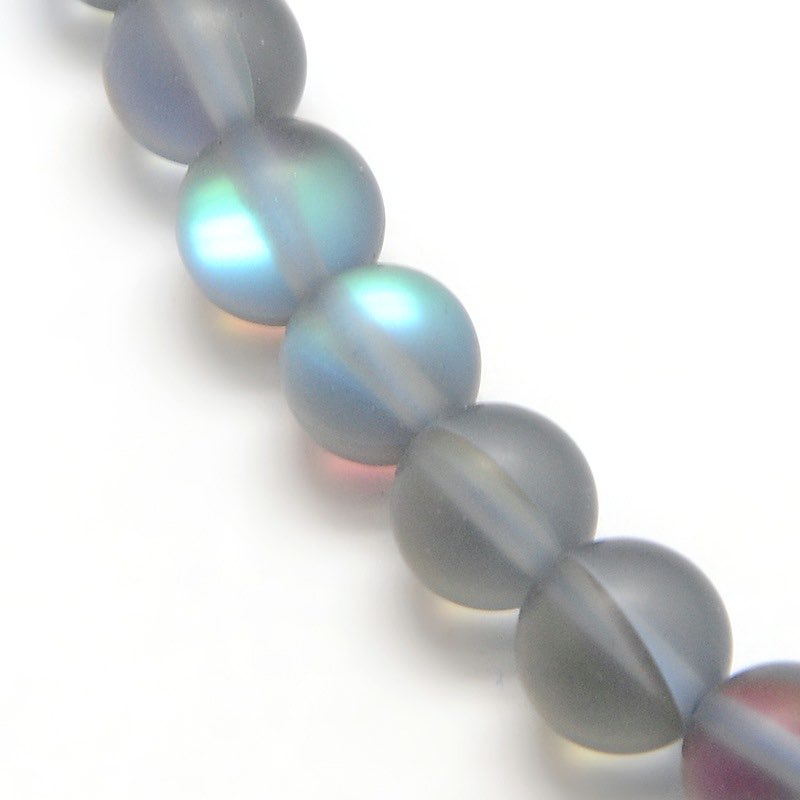 14 inch 10mm Round Blue Synthetic Moonstone Bead String