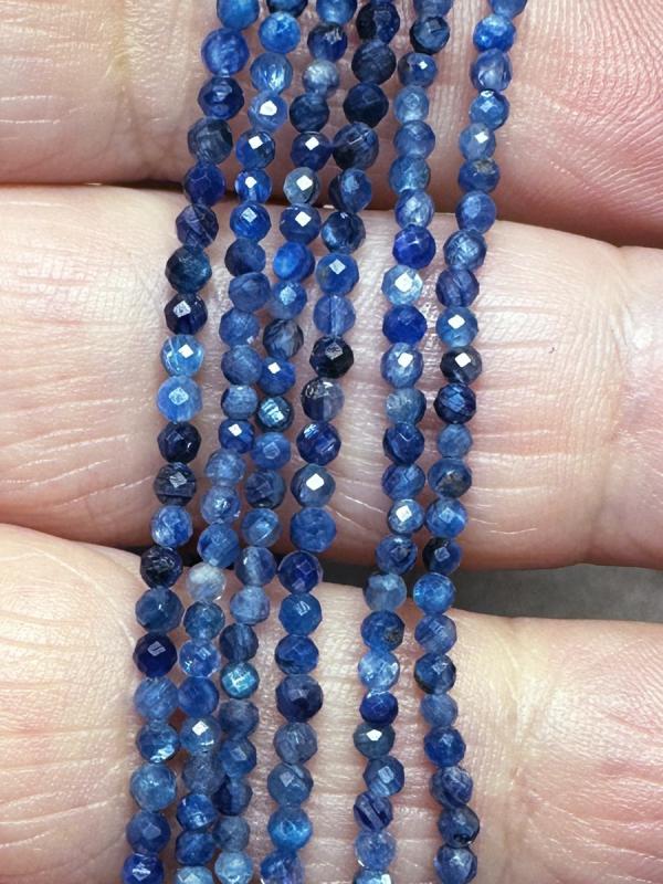 12 inch 2mm Round Faceted Kyanite Bead String