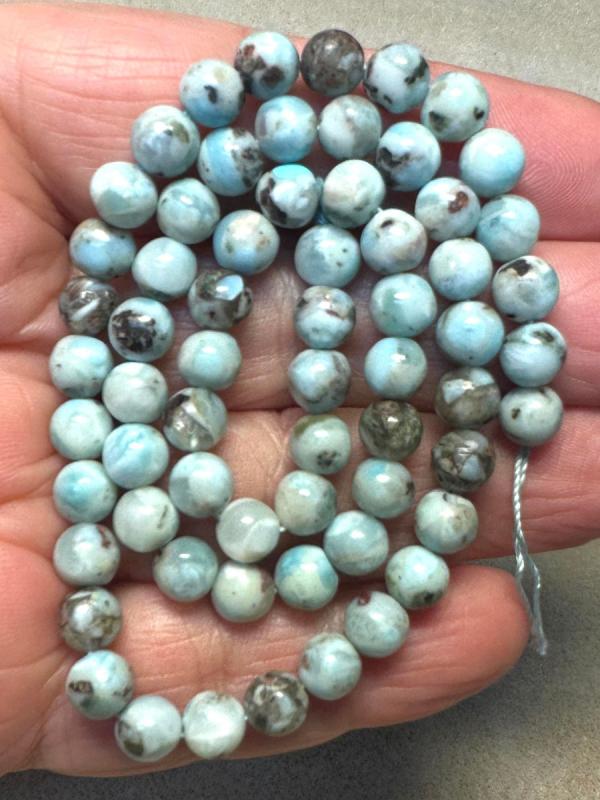 15 inch 6mm Round Larimar Bead String
