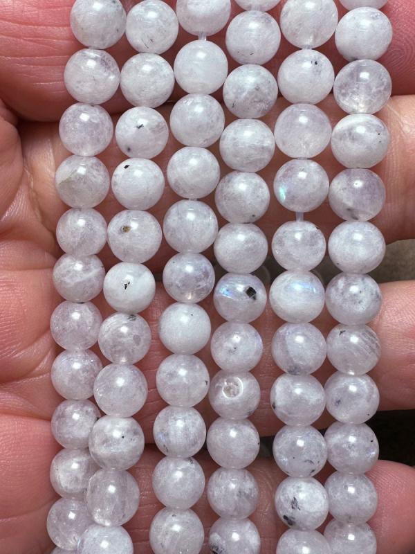 15 inch 6mm Round Rainbow Moonstone Bead String