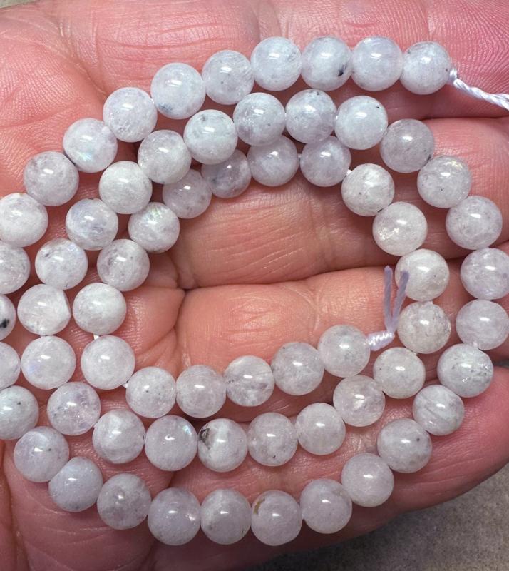 15 inch 6mm Round Rainbow Moonstone Bead String