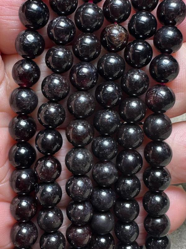15 inch 6mm Round Garnet Bead String