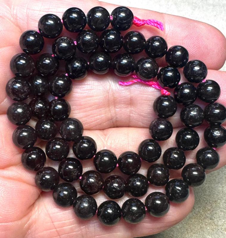 15 inch 6mm Round Garnet Bead String