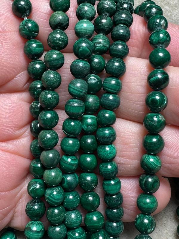 15 inch 6mm Round Malachite Bead String