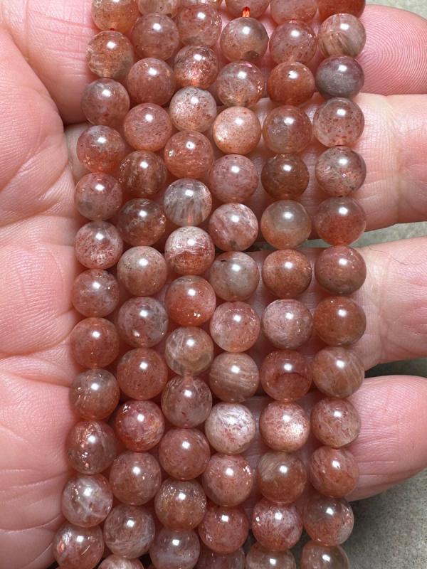 15 inch 6mm Round Sunstone Bead String