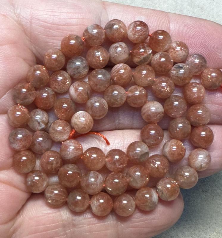 15 inch 6mm Round Sunstone Bead String