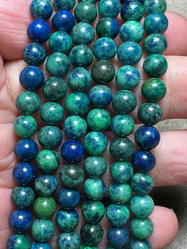 15 inch 6mm Round Azurite and Malachite Bead String