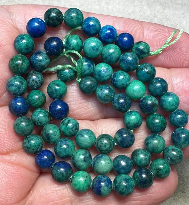 15 inch 6mm Round Azurite and Malachite Bead String