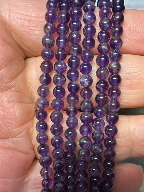 15 inch 4mm Round Amethyst Bead String