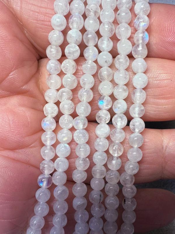 13 inch 4mm Round Rainbow Moonstone Bead String