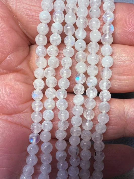 13 inch 4mm Round Rainbow Moonstone Bead String