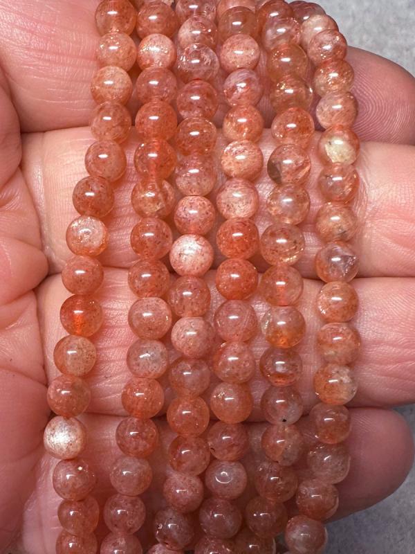 20 inch 5mm Round Sunstone Bead String