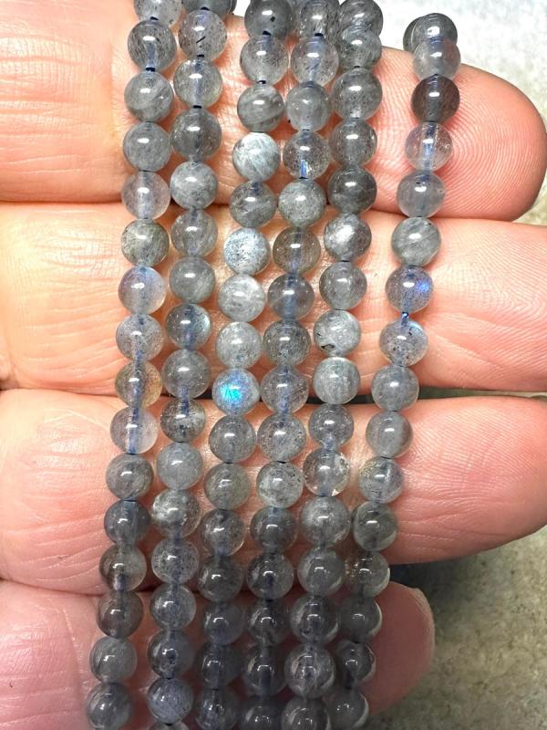 15 inch 4mm Round Labradorite Bead String