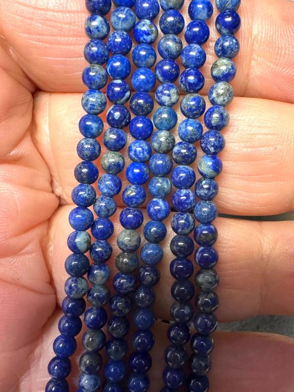 15 inch 4mm Round Lapis Lazuli Bead String