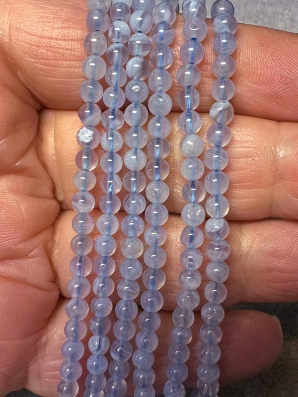 15 inch 4mm Round Blue Lace Agate Bead String