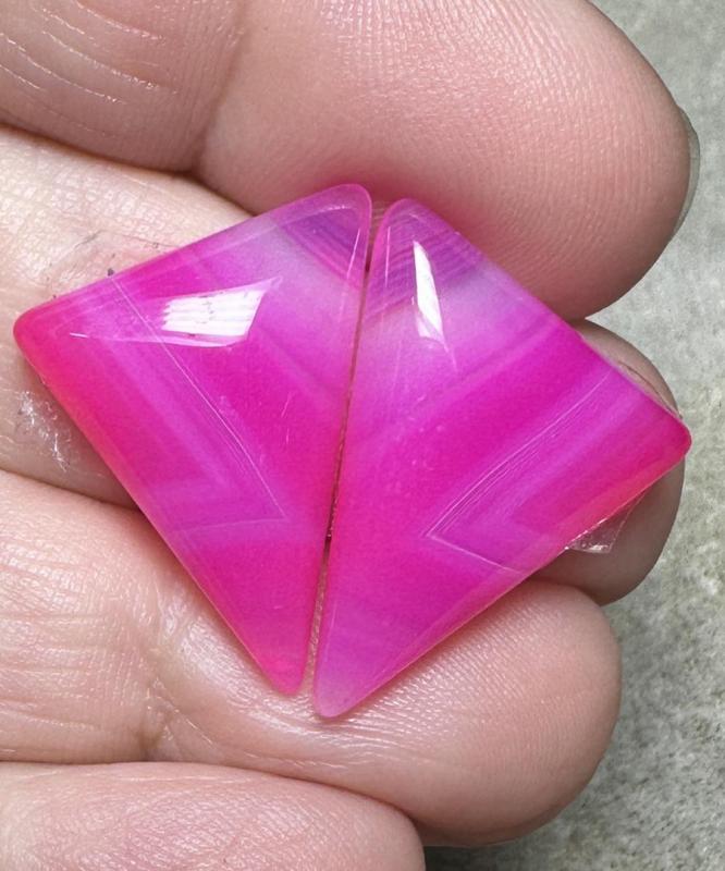Triangle 22x18mm Coloured Agate Cabochon Pair 15