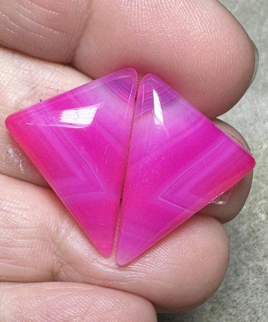 Triangle 22x18mm Coloured Agate Cabochon Pair 15