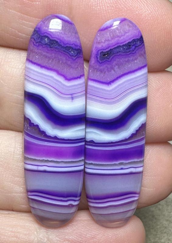 Oval 41x11mm Coloured Agate Cabochon Pair 22