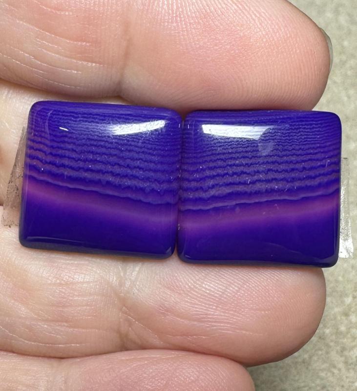 Rectangle 18x17mm Coloured Agate Cabochon Pair 35
