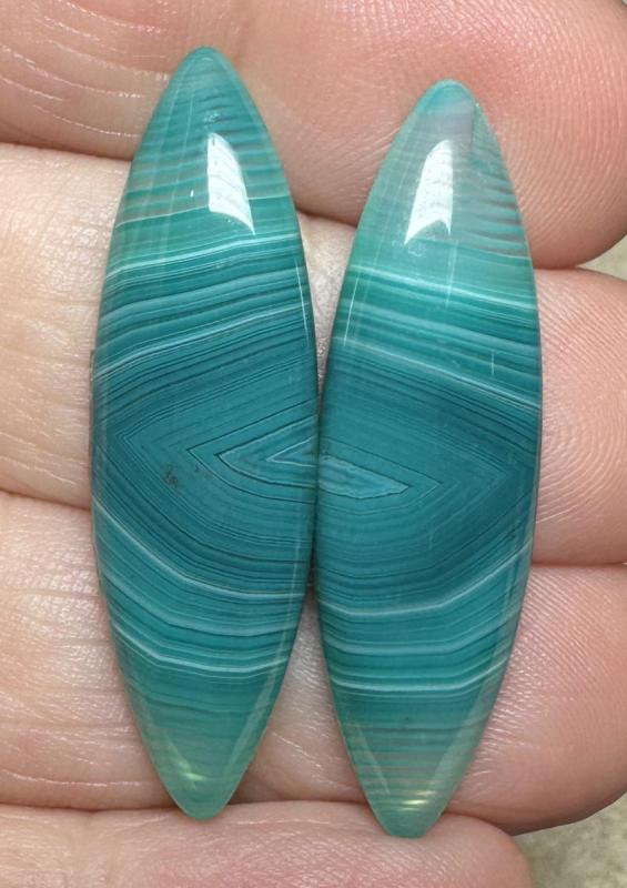 Marquise 37x11mm Coloured Agate Cabochon Pair 51