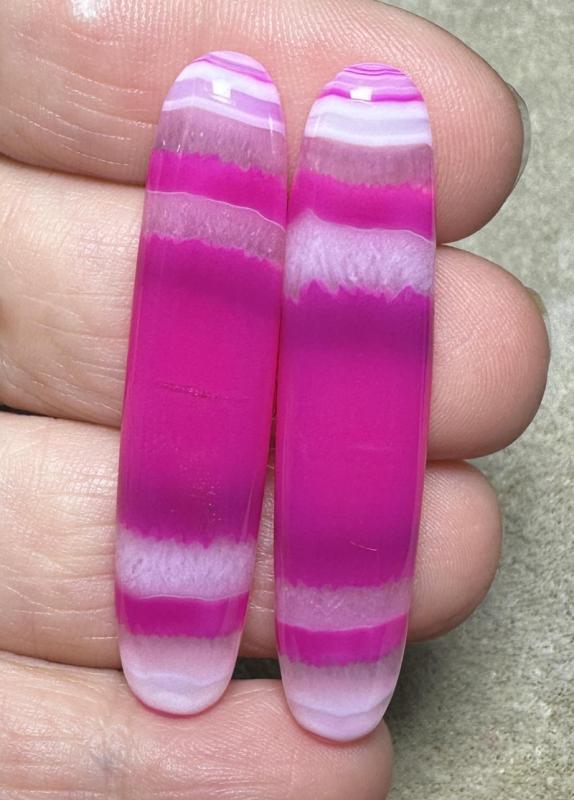 Oval 49x10mm Coloured Agate Cabochon Pair 52