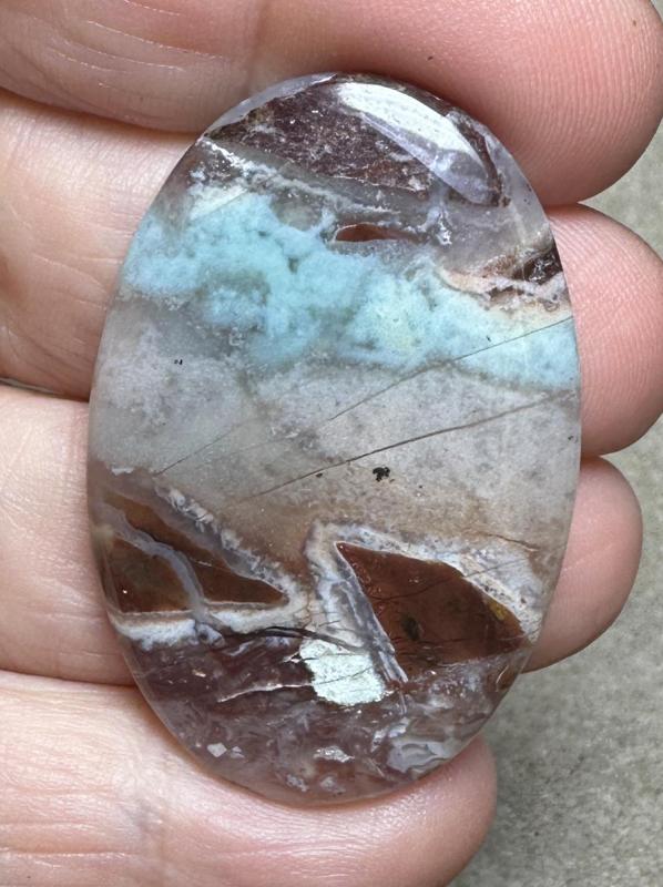 Oval 43x28mm Blue Green Chalcedony Cabochon 40