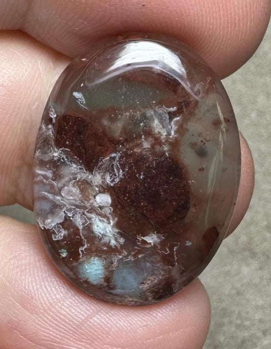 Oval 27x20mm Blue Green Chalcedony Cabochon 48