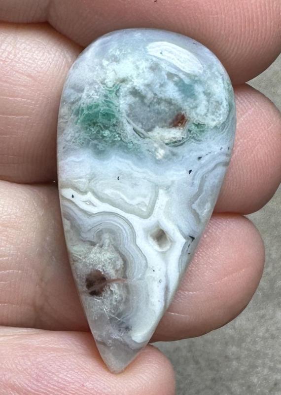 Teardrop 35x17mm Blue Green Chalcedony Cabochon 57