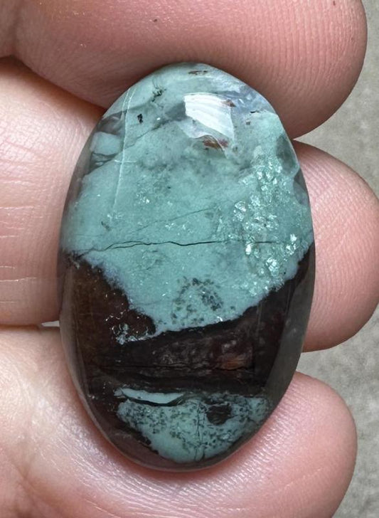 Oval 28x17mm Blue Green Chalcedony Cabochon 59