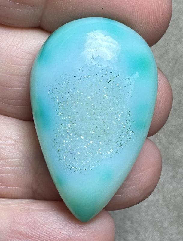 Teardrop 35x22mm Druzy Window Agate Cabochon 34