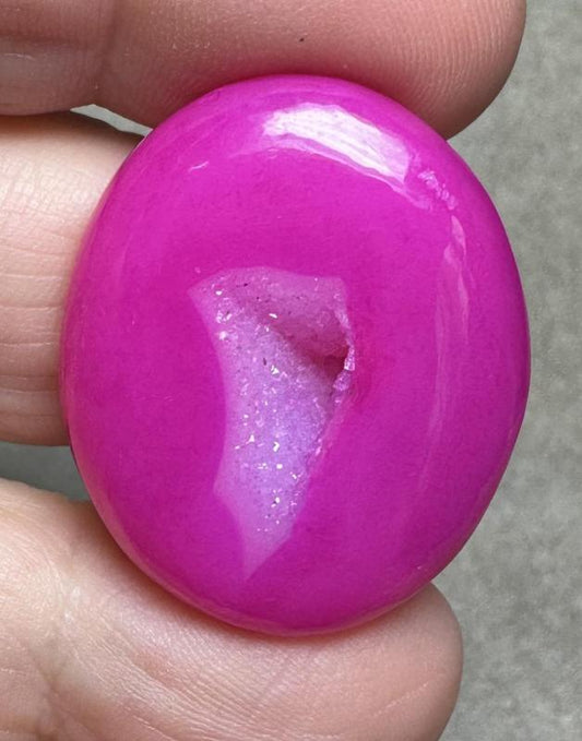 Oval 30x25mm Druzy Window Agate Cabochon 35