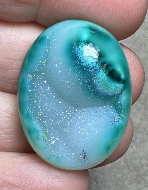 Oval 31x24mm Druzy Window Agate Cabochon 36