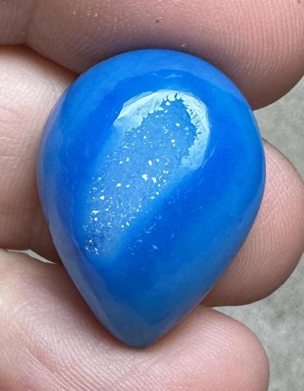 Teardrop 24x18mm Druzy Window Agate Cabochon 38