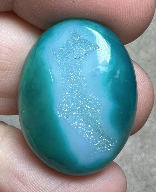 Oval 27x20mm Druzy Window Agate Cabochon 40