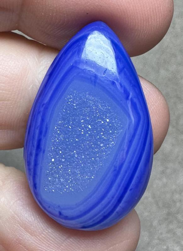 Teardrop 32x19mm Druzy Window Agate Cabochon 42