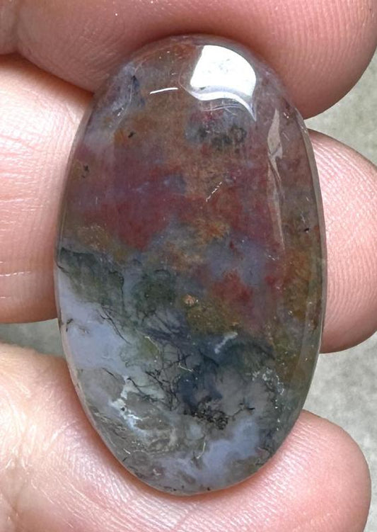 Oval 30x17mm Red Moss Agate Cabochon 45