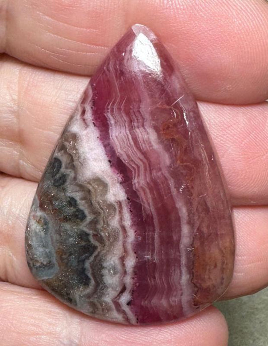 Teardrop 41x29mm Cobalt Calcite with Dolomite Cabochon 46