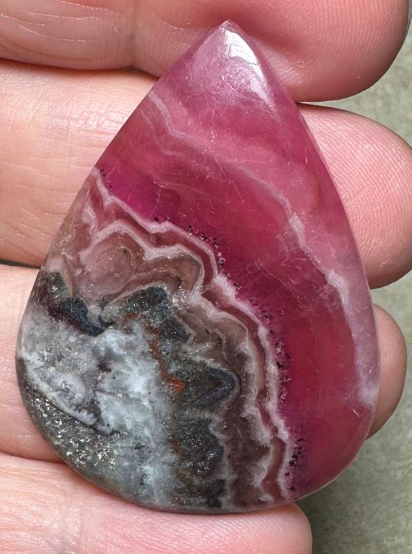 Teardrop 43x32mm Cobalt Calcite with Dolomite Cabochon 53