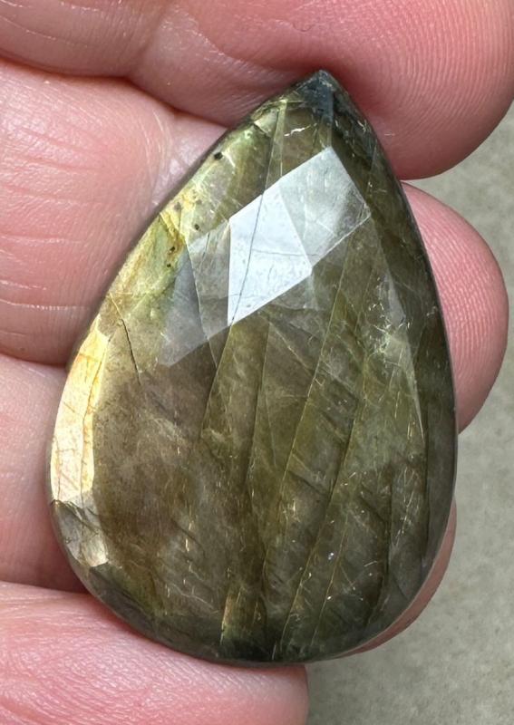 Teardrop 33x22mm Faceted Labradorite Cabochon 24