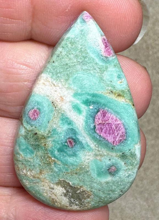 Teardrop 42x27mm Ruby Fuchsite Cabochon 37