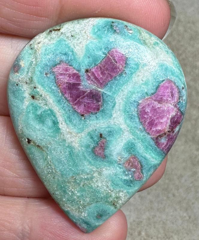 Teardrop 44x36mm Ruby Fuchsite Cabochon 47