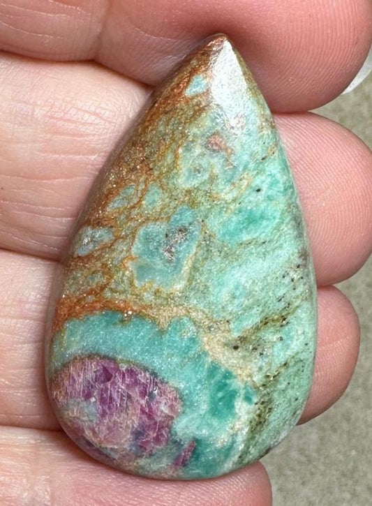 Teardrop 39x24mm Ruby Fuchsite Cabochon 53