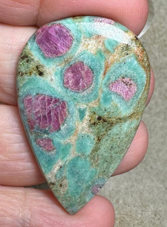 Teardrop 45x28mm Ruby Fuchsite Cabochon 55