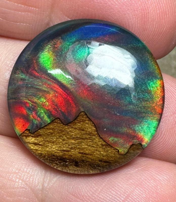 Round 25x25mm Aurora Opal Scene Cabochon 11